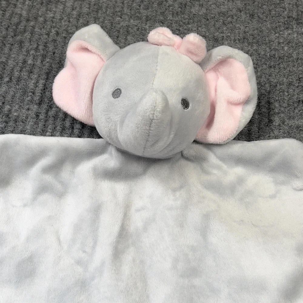 Dan Dee Baby‎ Lovey Security Blanket Elephant Plush Gray Bow Rattle Embroidered